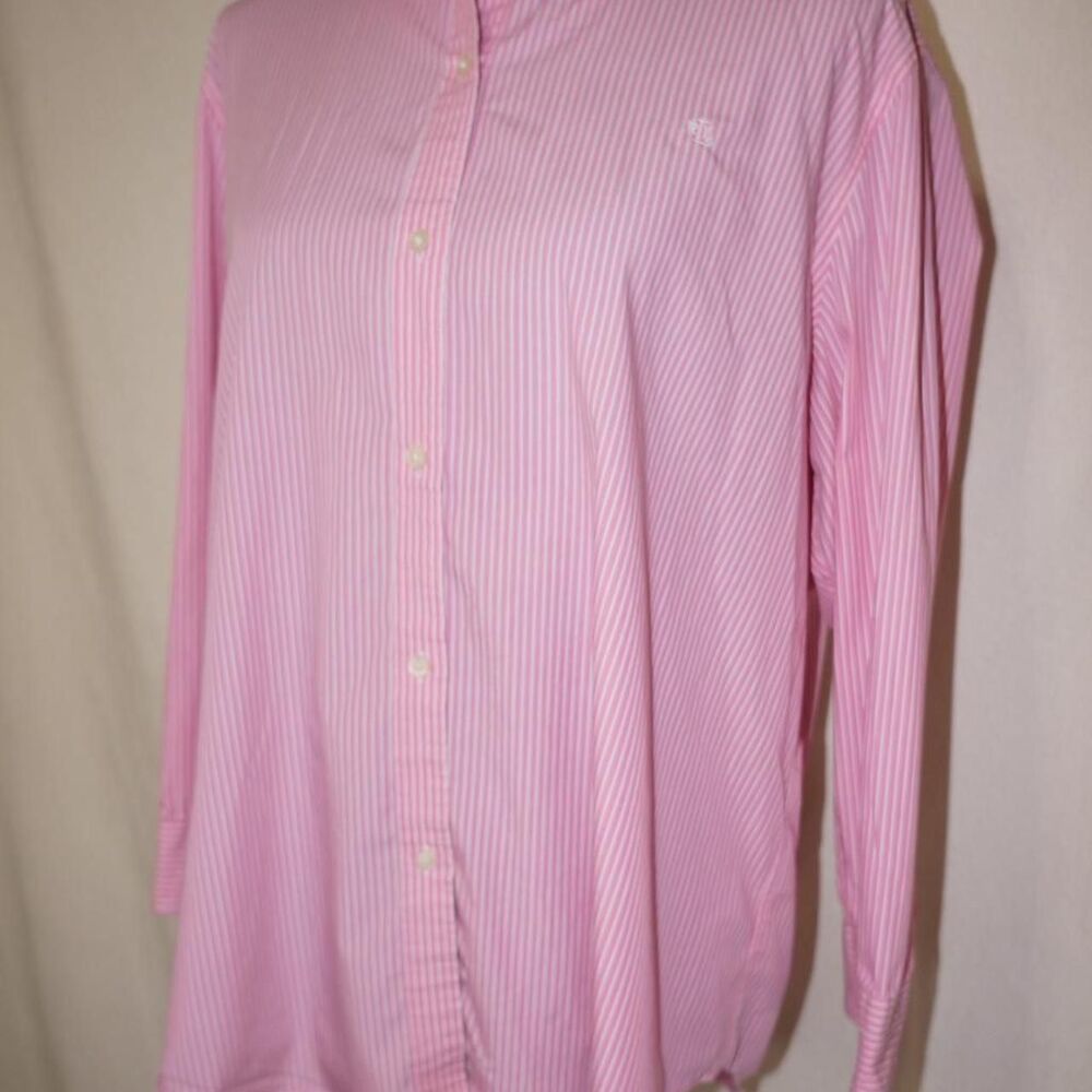 Pink and White Lauren Ralph Lauren Striped Button Up Shirt - Picture 2 of 7